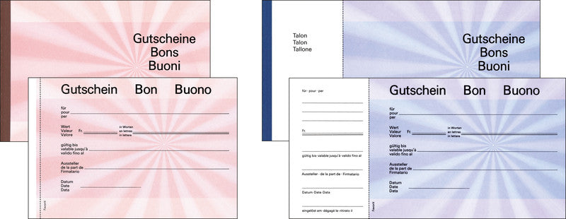 Favorit Formularblock – Geschenk-Gutscheine, Deutsch, Französisch, Italienisch, 25 Blatt, 205 × 105 mm