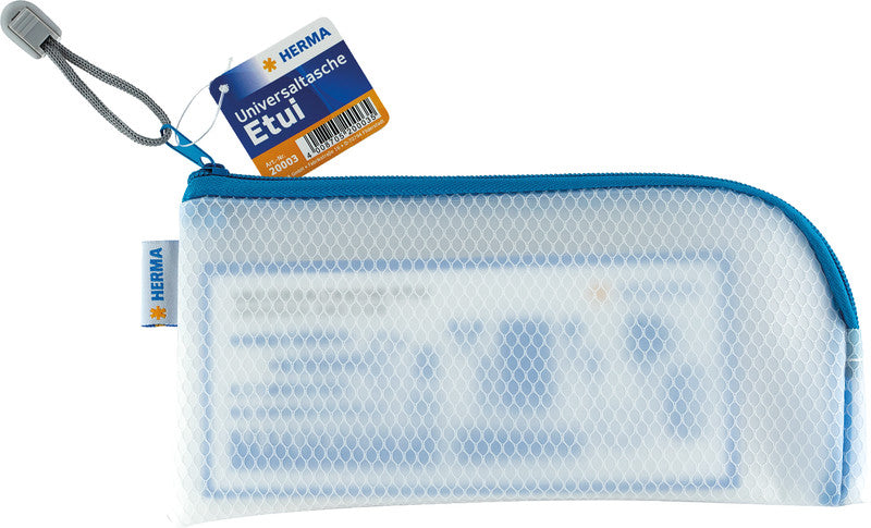 HERMA Reissverschlusstasche – Blau – Kunststoff – 23,0 × 11,0 × 0,7 cm