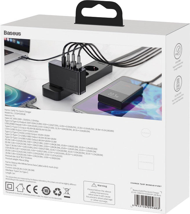 Baseus Ladegerät – 100 W, 2× USB-A + 2× USB-C