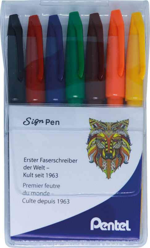 Pentel Filzstifte, Strichbreite 2 mm, 7 Farben