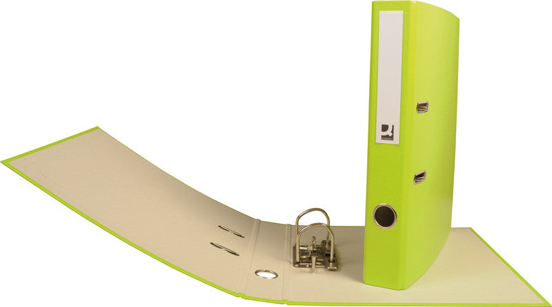 Q-connect Ordner – A4 hoch – 2-Ring Hebelmechanik, Rücken 40 mm – hellgrün, Karton, mit Niederhalter, FSC