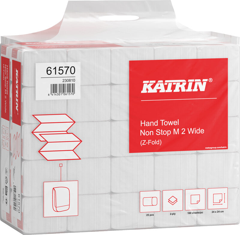 Katrin Falthandtuch – Z-Falz, 2-lagig, Recycling-Zellstoff, Weiss, 240 × 240 mm, für Katrin Inclusive Medium