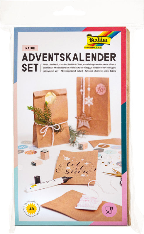 Folia Adventskalender-Set Geschenktüten – 24 Papiertüten – 100 × 175 × 55 mm
