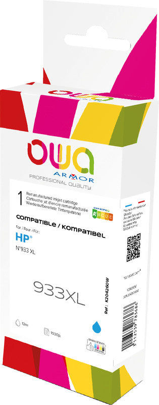 Owa Tintenpatrone 933XL, cyan, 12 ml, kompatibel – für Inkjetdrucker/Multifunktionsgeräte