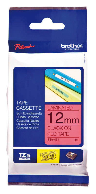 Brother Schriftband – 12 mm × 8 m, rot, schwarz