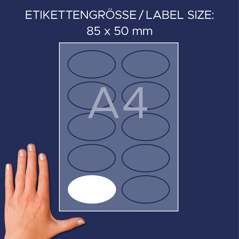 Avery Drucketiketten, 85 mm × 50 mm, weiss, Textil, selbstklebend, wiederablösbar, 200 Etiketten