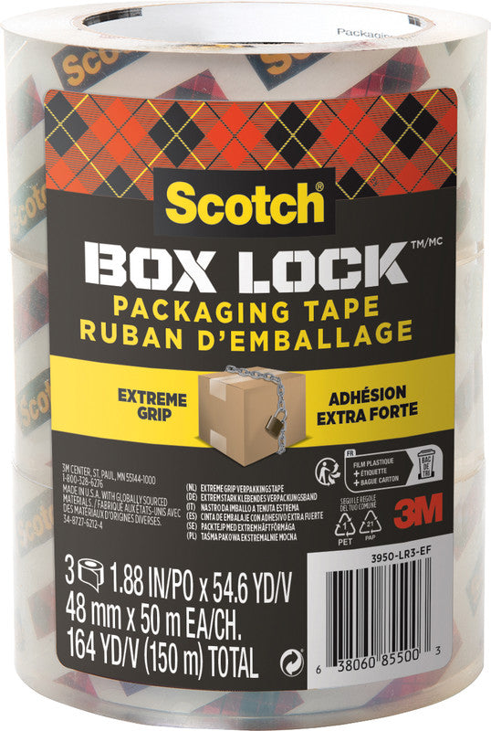 Scotch Vinylband Box Lock Extreme Grip 3950 – 48 mm × 50 m, transparent, extra stark