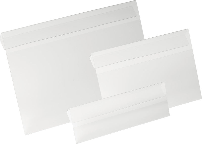 Durable Kennzeichnungstaschen – 210 × 74 mm, transparent, wiederablösbar, für 1/2 A5 quer