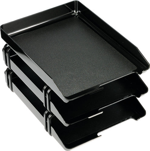 Arlac Briefkorb – Kunststoff, stapelbar, mit Griffausschnitt, schwarz, Serie Stacks