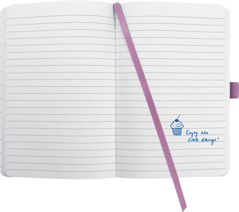 Sigel Notizbuch, A5, liniert, Fadenheftung, 174 Seiten, perforiert, 80 g/m² – pink/violett