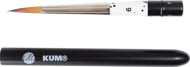 Kum Reisepinsel – schwarz, Synthetik, Grösse 6, Länge 170 mm, mit Schutzkappe, Aluminiumzwinge, rund
