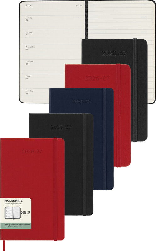 Moleskine Schüleragenda – 1 Woche/1 Seite, gebunden, 9 × 14 cm, 18 Monate Jul–Dez, schwarz, FSC