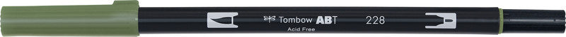 Tombow Pinselstift – graugrün, Kunststoff, Pinselspitze, wasservermalbar, geruchsarm, für Linkshänder geeignet