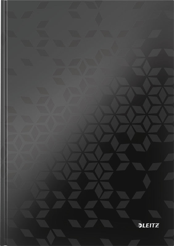 Leitz Notizbuch, A4, liniert, Fadenheftung, Karton, 160 Seiten, 90 g/m² – schwarz