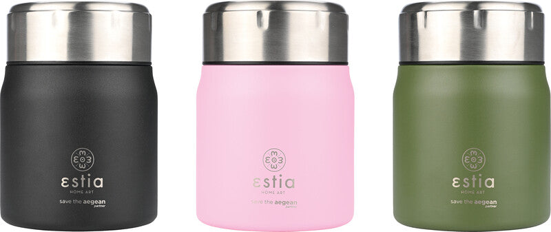 Estia Thermo-Lunchbehälter – 0,5 l – isoliert, auslaufsicher – Edelstahl – grün 'Forest Spirit' – Ø 10 × 14 cm
