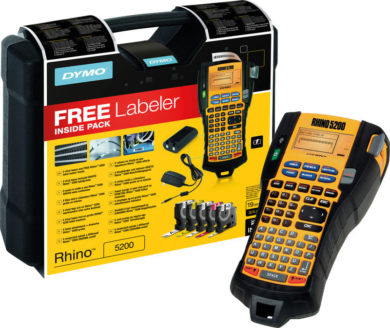 DYMO LabelManager Rhino 5200 – Beschriftungsgerät, für Bänder bis 19 mm, Auto-Cutter, 180 dpi, 10 mm/s