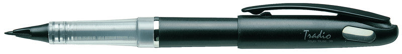 Pentel Tradio Stylo – Tintenroller, mit Kappe, 0,4–0,7 mm, schwarz, für Linkshänder