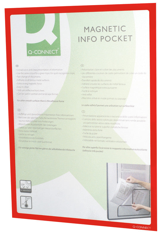 Q-connect Magnetclip – 225 × 312 mm, rot, wiederablösbar, für A4