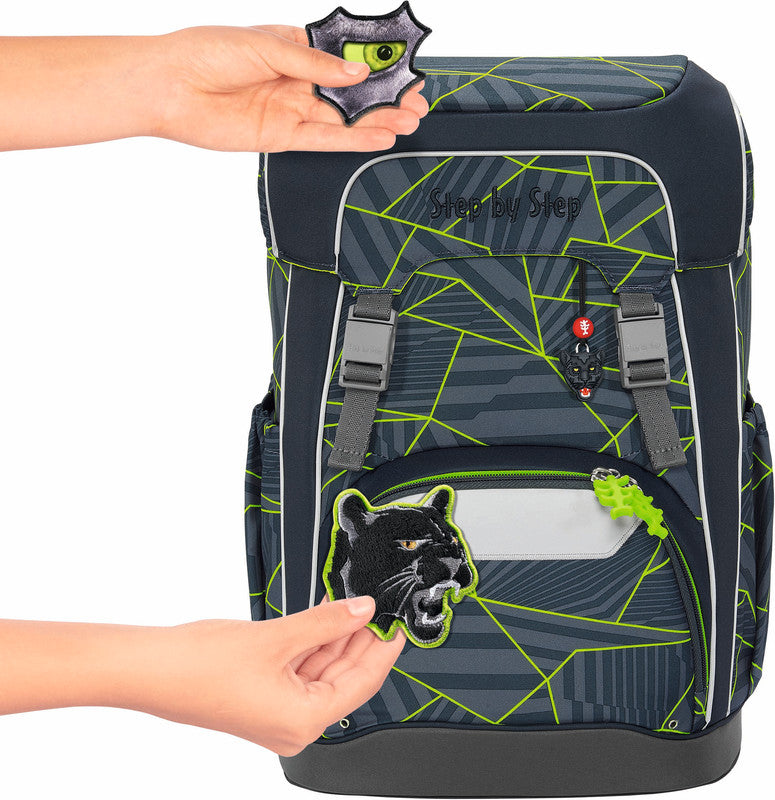 Step by Step Schulrucksack-Set Giant – 5-teilig – Dark Cat Chiko – Recycelte Materialien