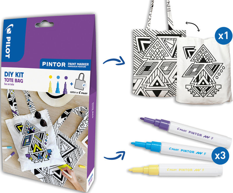 Pilot Bastelset Pigment Marker Jutebeutel – 3 Pintor Marker