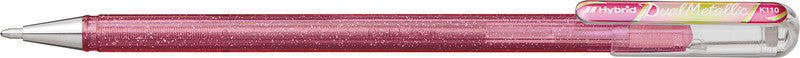 Pentel Hybrid Metal K110-DMPX Gelschreiber – pink/grün/gold, Spitze 1 mm, glitzernd, metallic