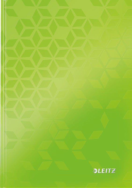 Leitz Notizbuch A5, kariert, Fadenheftung, Karton, 160 Seiten, ohne Perforation, 90 g/m² – grün