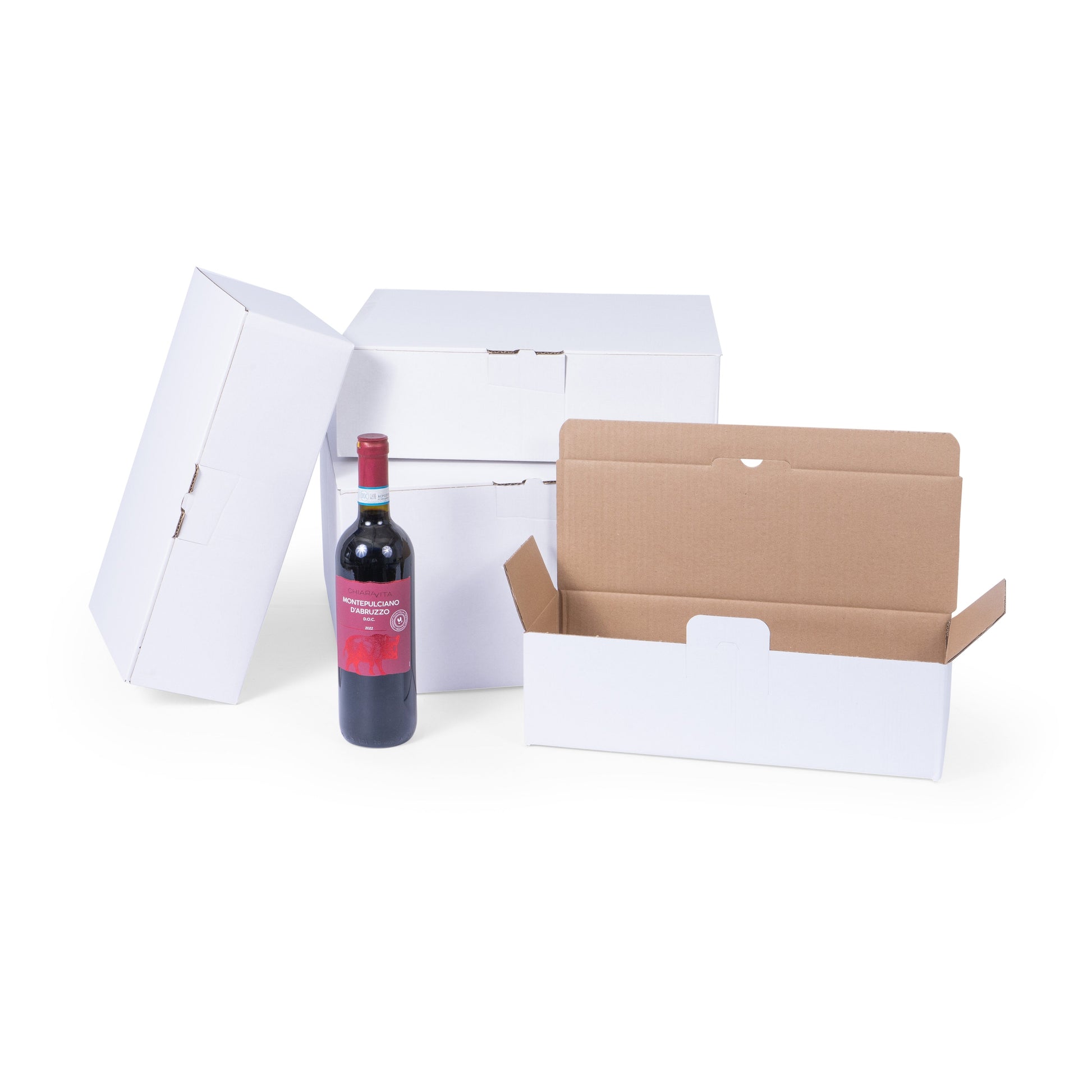 Model Flaschenversandverpackung, S, weiss – für 0,75 l Flaschen (H ≤ 324 mm, Ø ≤ 85 mm)