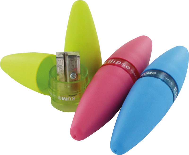 Kum Spitzer – manuell, 1-Loch, mit Behälter, für Blei- & Buntstifte Ø 8 mm, Kunststoff, assortiert