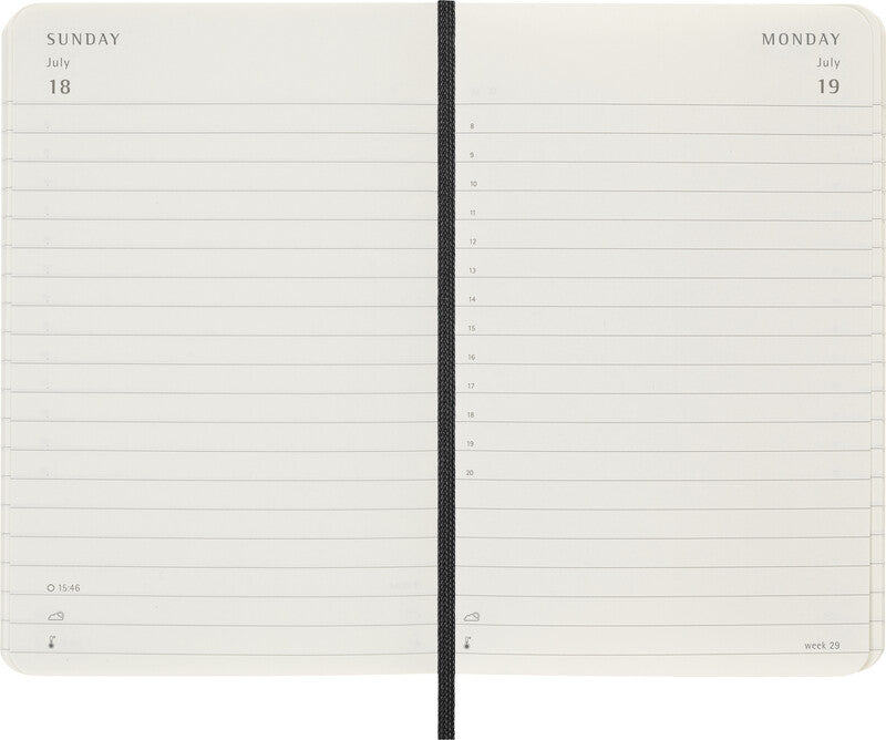 Moleskine Tagesagenda – 1 Tag pro Seite, gebunden, 9 × 14 cm, 2027, 1-Stunden-Takt, schwarz, FSC