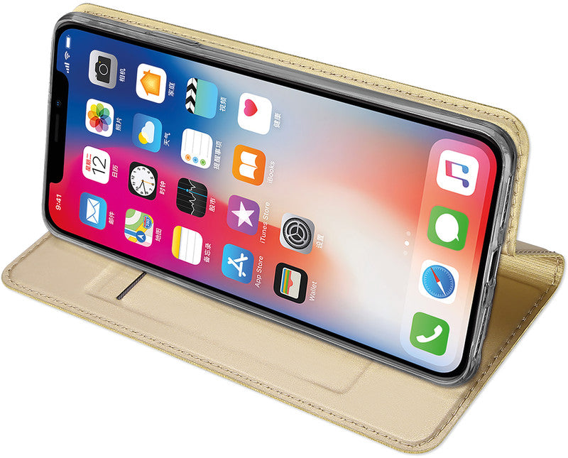 Dux Ducis Booklet-Hülle Skin Pro – für Apple iPhone XR – gold – mit Kartenfach, Magnetverschluss