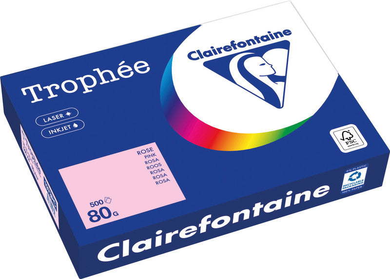 Clairefontaine Kopierpapier – A4, 80 g/m², rosa – für Inkjet/Laser/Kopierer – FSC, EU Ecolabel – 500 Blatt