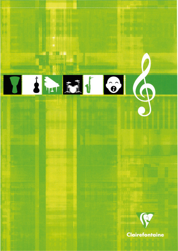 Clairefontaine Musiknotenblock, Leimbindung, Karton, 50 Blatt, 90 g/m² – sortiert (rot, grün, dunkelblau)