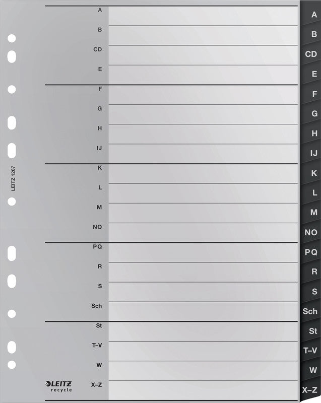 Leitz 12070000 Register – PP, schwarz, weiss, unbedruckt, leerer Registerindex
