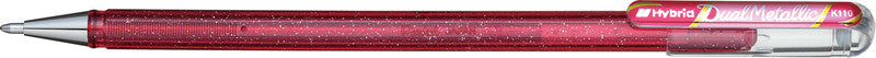 Pentel Hybrid Gel Dual Metallic Gelschreiber – Pink, 1 mm, für dunkles Papier, Kappe