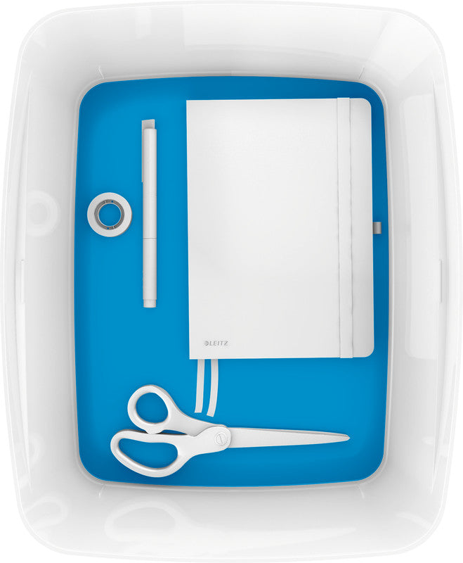Leitz Aufbewahrungsbox MyBox – Kunststoff, weiss/blau, 31,8 × 19,8 × 38,5 cm