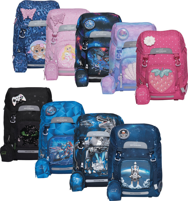 Beckmann Classic 1st – Schulrucksack-Set 6-teilig, Tiger Stars, 22 l, 24×37×25 cm, mit Wendetasche