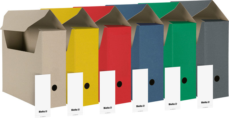 Biella Archivschachtel A4 – mit Einsteckdeckel, mit Griffloch, 330 × 270 × 100 mm, beige, Karton, 10er Pack