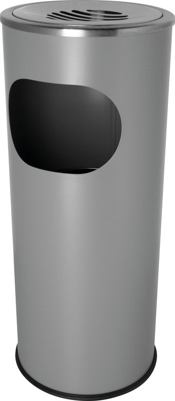 Helit Standascher – 13 l – Stahl, Lichtgrau – Gummibodenring, Selbstlöschend, Löschkopf – Ø 249 × H 605 mm