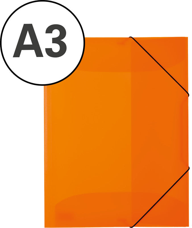 HERMA Gummibandmappe A3 – 3 Klappen, Gummiband, Polypropylen (PP), Orange, Füllhöhe 40 mm