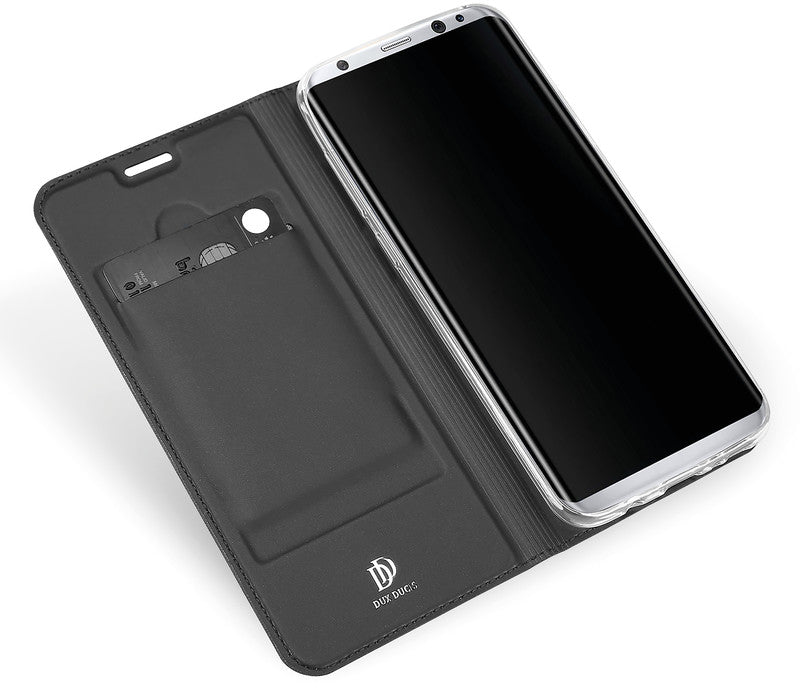Dux Ducis Booklet-Hülle – für Samsung Galaxy S8 – dunkelgrau – Kunstleder – mit Kartenfach, Magnetverschluss