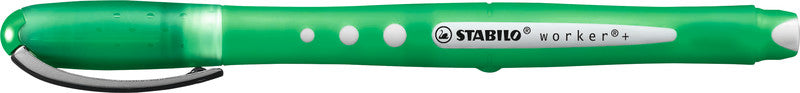 STABILO worker+ colorful – Tintenroller, mit Kappe, 0,5 mm, grün, für Linkshänder