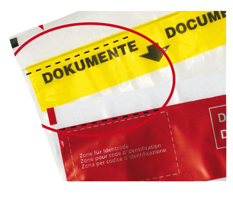 Elco Dokumententasche – C5 (162 × 229 mm), Fenster links, bedruckt, rot, Kunststoff, selbstklebend – 250 Stück