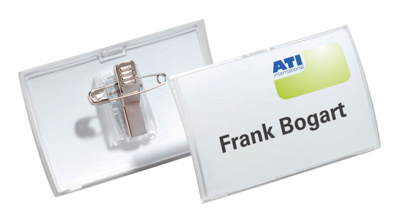 Durable Namensschild – 75 × 40 mm, Kunststoff, transparent, mit Kombiklemme – 25 Stück