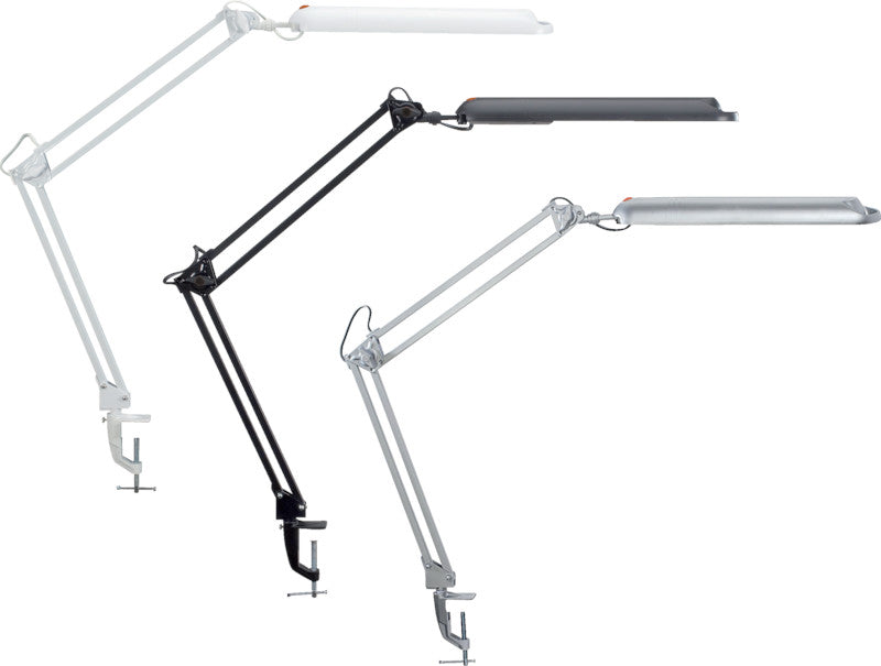 MAUL LED Tischleuchte Atlantic – Metall-Klemmfuss, drehbar, neigbar – 5'800 K – 400 lm 9 W – Silber Kunststoff