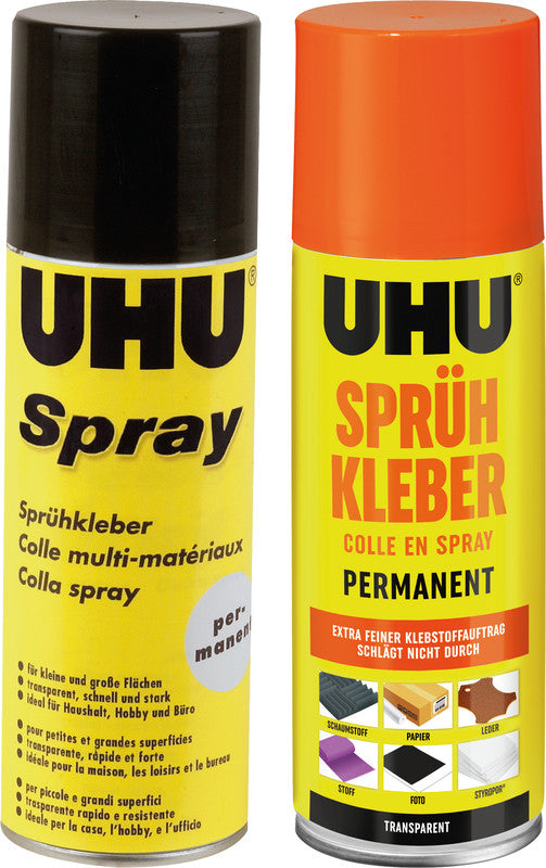UHU Sprühkleber – Sprühdose, stark, transparent, tropffrei, 200 ml, für Basteln