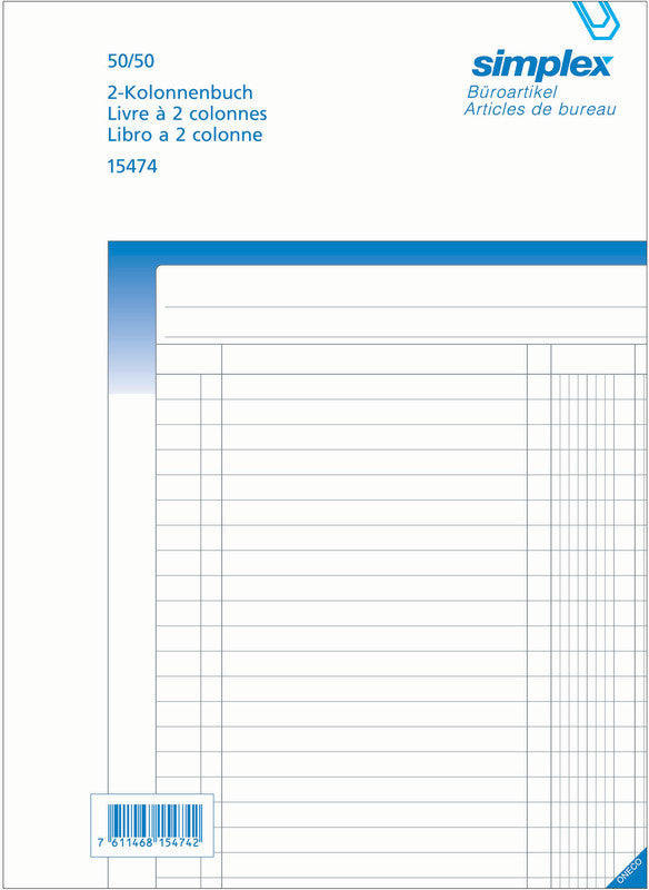 Simplex Formularblock – mehrsprachig, 50 Blatt, A4