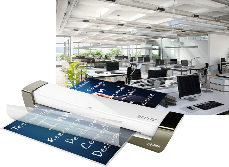 Leitz iLAM Office 1 Laminiergerät A3 – 2-Rollen, 80–125 µm, 1 Min. Aufheizzeit, 400 mm/min, Silber