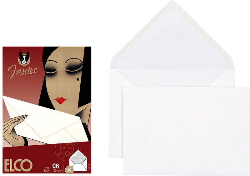 Elco Couvert C6, ohne Fenster, gummiert, weiss, 100 g/m² – 20 Stk.