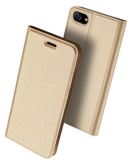 Dux Ducis Booklet-Hülle – für Apple iPhone SE (2020) – gold – Kunstleder – mit Kartenfach, Magnetverschluss