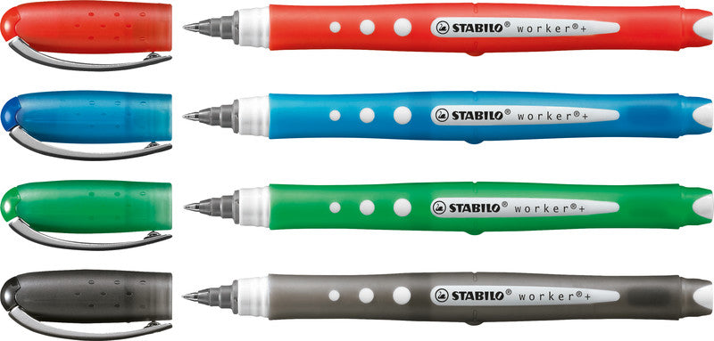 STABILO worker+ colorful – Tintenroller, mit Kappe, 0,5 mm, grün, für Linkshänder